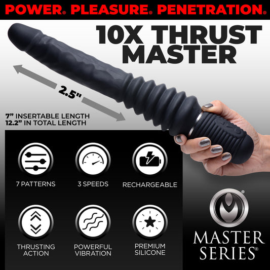 10X Silicone Vibrating and Thrusting Dildo - UABDSM