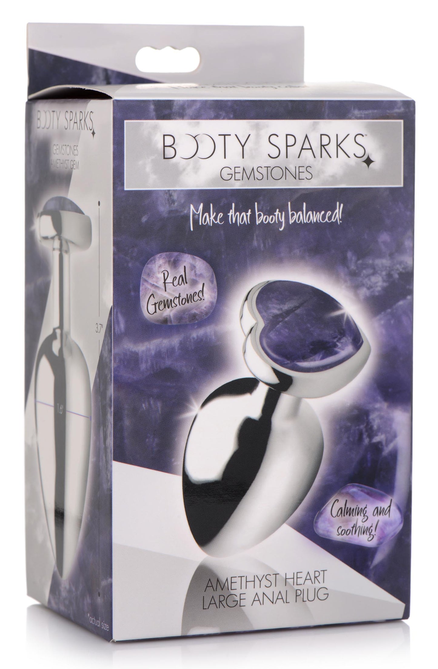 Genuine Amethyst Gemstone Heart Anal Plug - Large - UABDSM