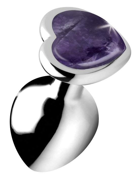 Genuine Amethyst Gemstone Heart Anal Plug - Medium Genuine Amethyst Gemstone Heart Anal Plug - Medium - UABDSM