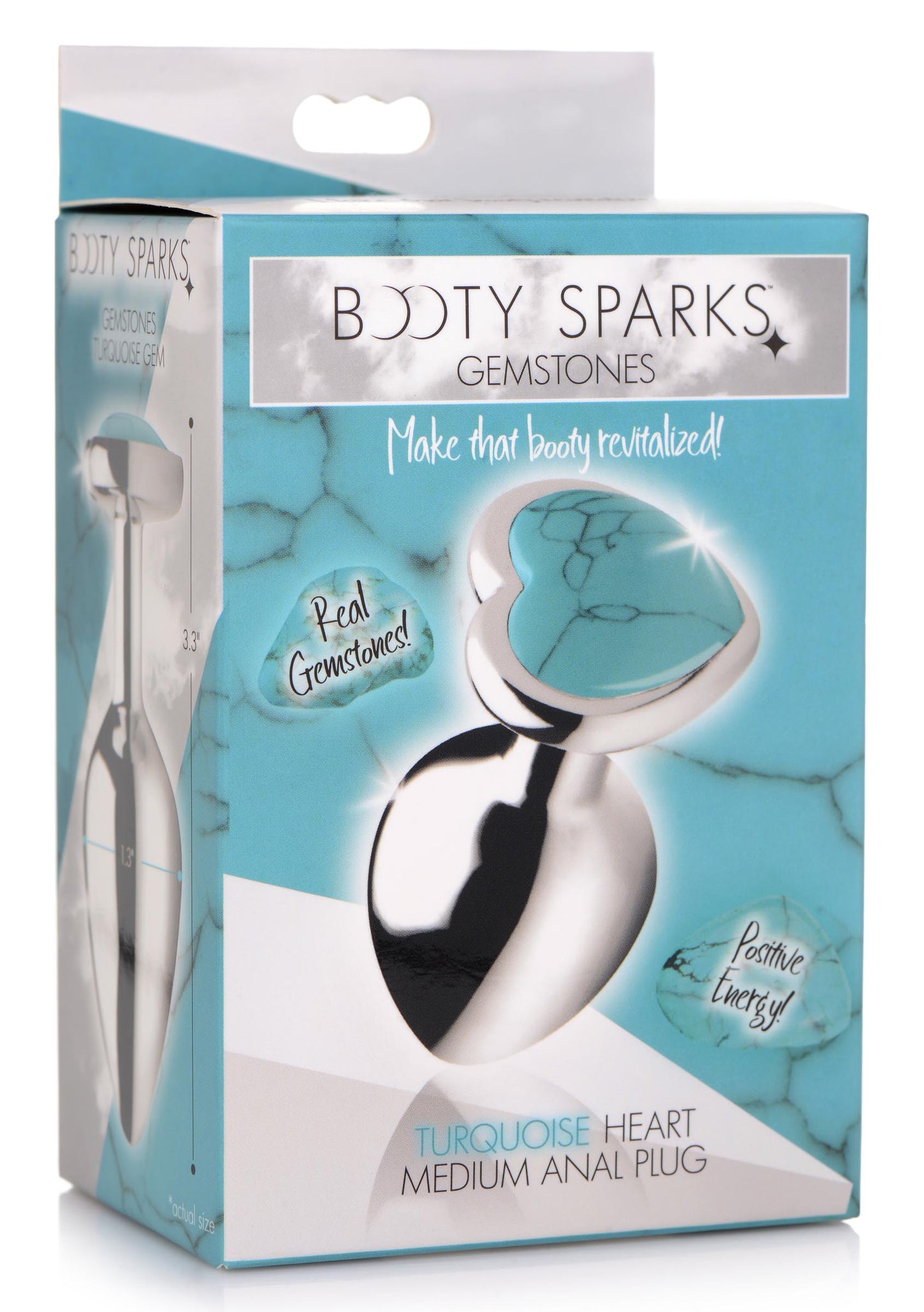 Authentic Turquoise Gemstone Heart Anal Plug - Medium - UABDSM