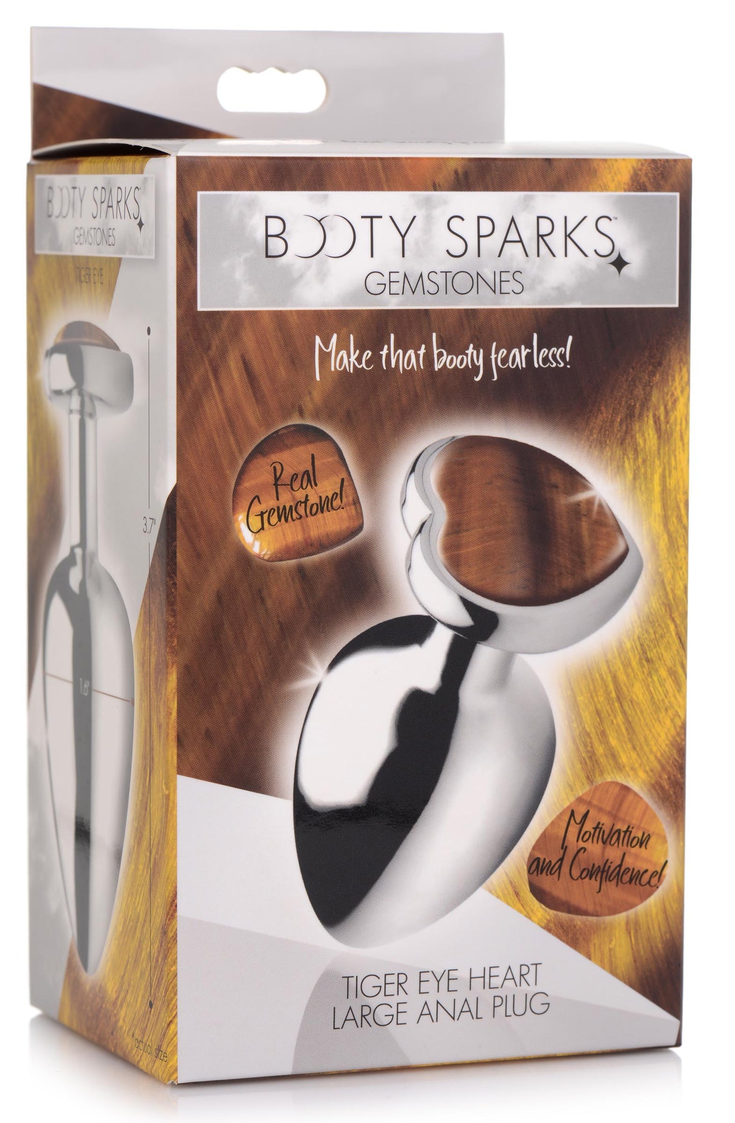 Authentic Tigers Eye Gemstone Heart Anal Plug - Large - UABDSM