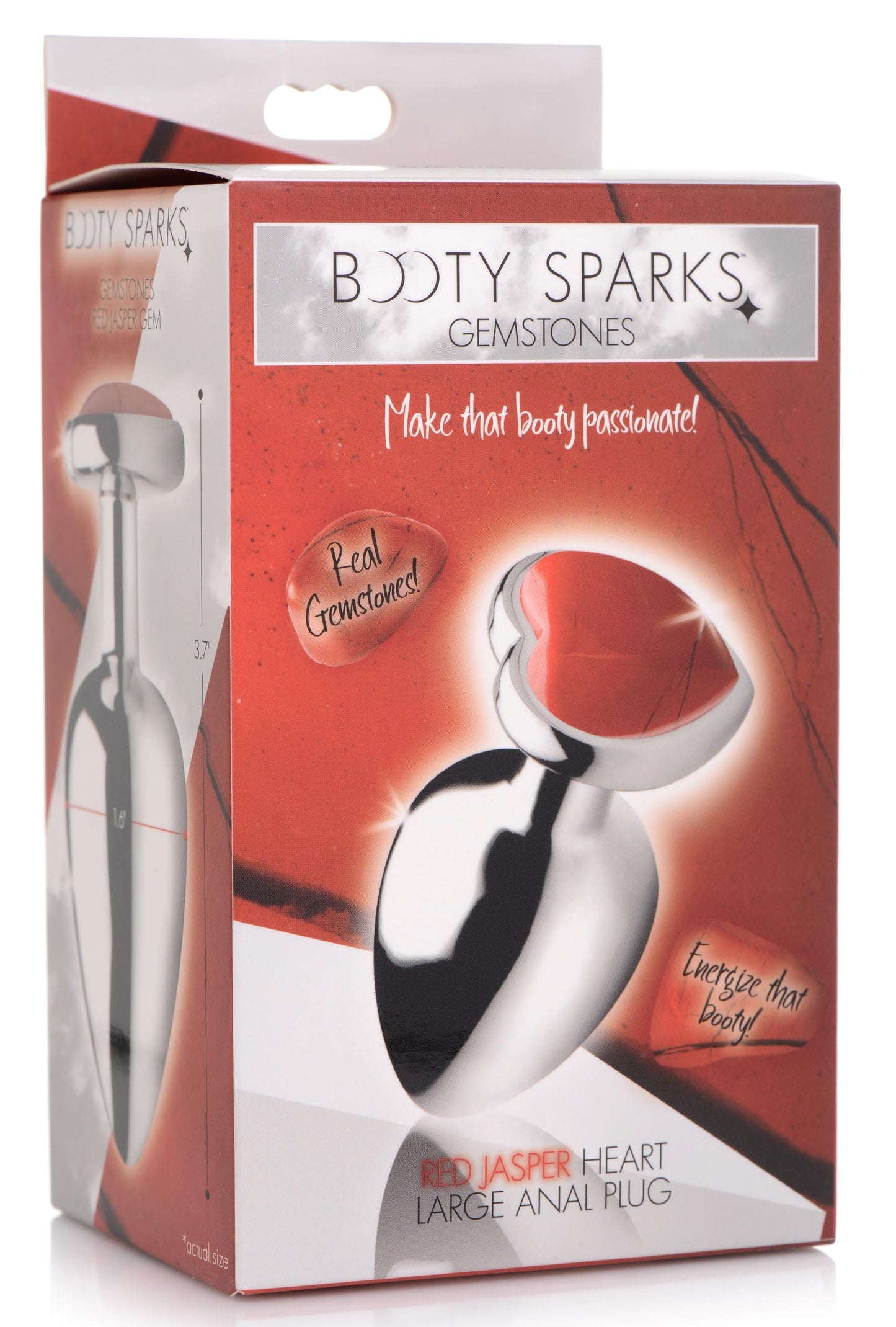 Authentic Red Jasper Gemstone Heart Anal Plug - Large - UABDSM