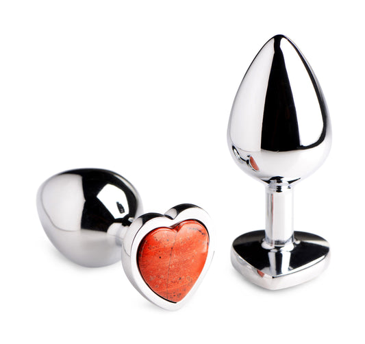 Authentic Red Jasper Gemstone Heart Anal Plug - Small - UABDSM