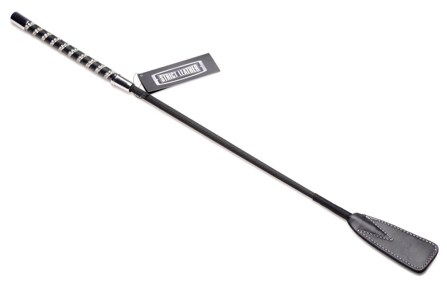 Short Leather Riding Crop with Rhinestone Handle - UABDSM