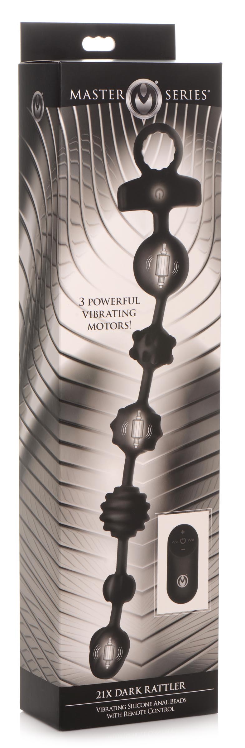 21X Dark Rattler Vibrating Silicone Anal Beads with Remote - UABDSM