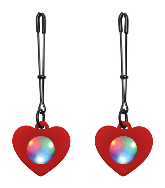 Silicone Light Up Heart Tweezer Nipple Clamps - UABDSM