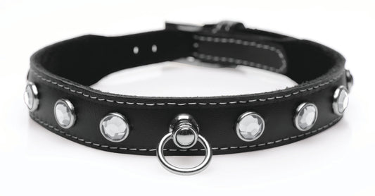 Bling Vixen Leather Choker with Rhinestones - Clear - UABDSM