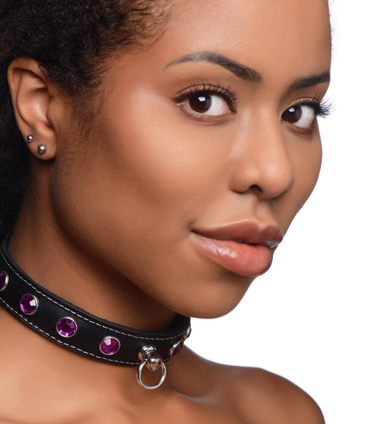 Royal Vixen Leather Choker with Rhinestones - Purple Royal Vixen Leather Choker with Rhinestones - Purple - UABDSM