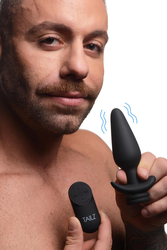 Interchangeable 10X Vibrating Silicone Anal Plug with Remote - Large - UABDSM