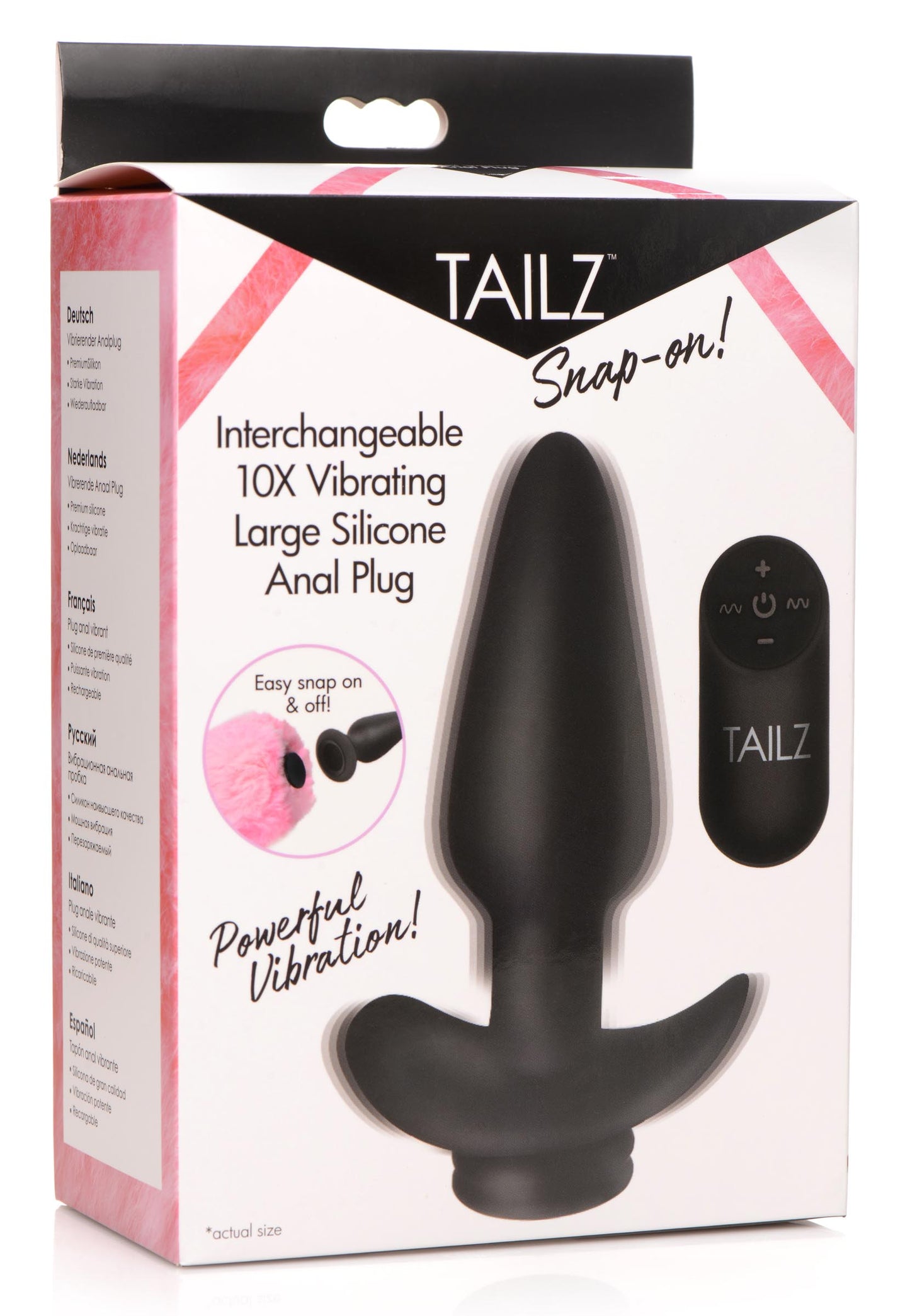 Interchangeable 10X Vibrating Silicone Anal Plug with Remote - Large - UABDSM