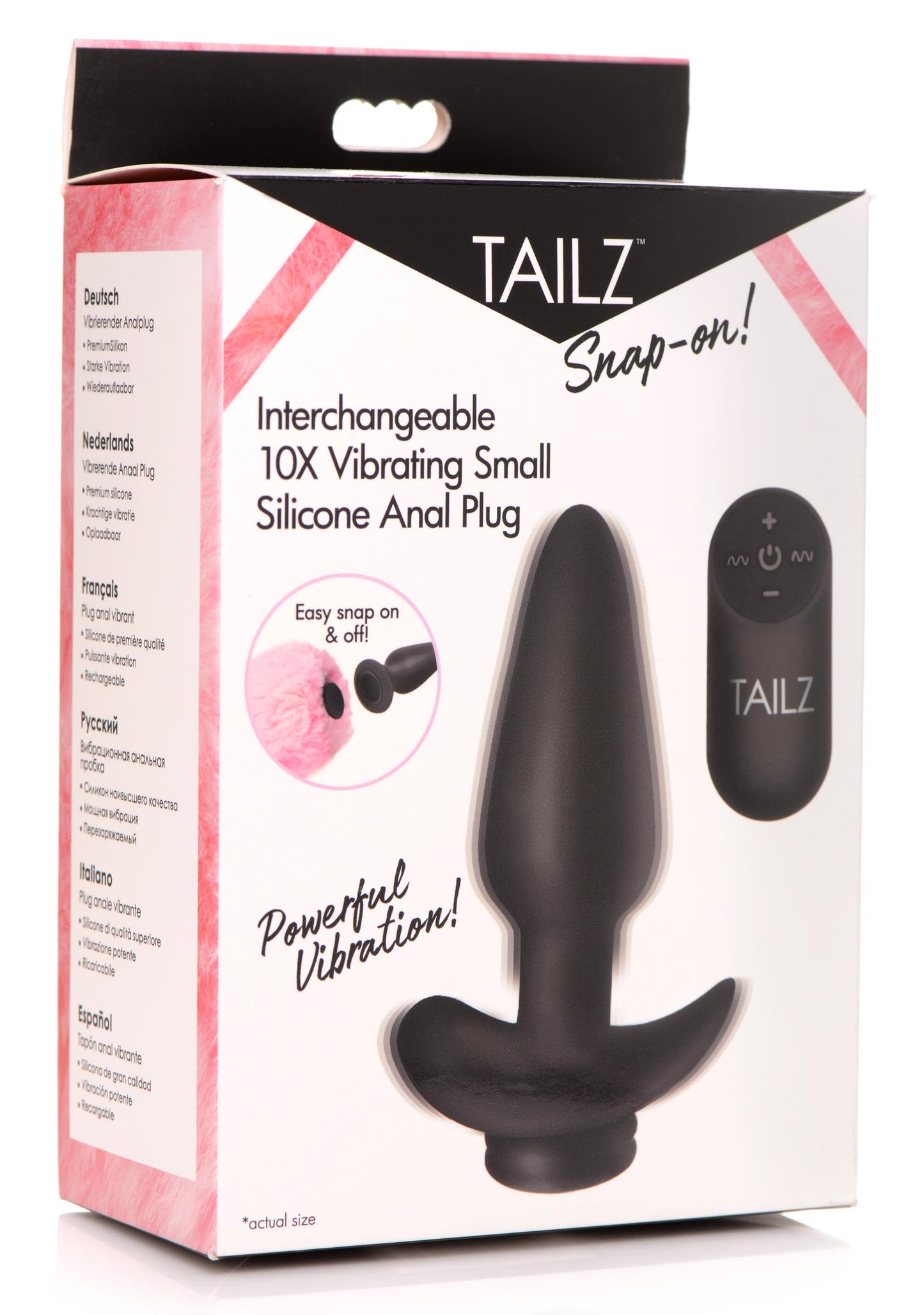 Interchangeable 10X Vibrating Silicone Anal Plug with Remote - Small - UABDSM