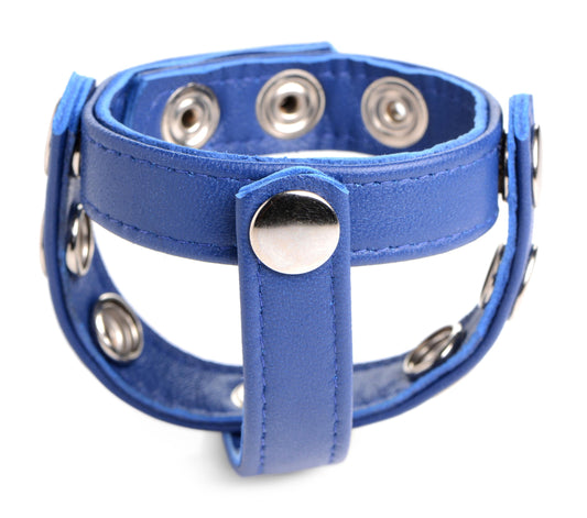 Leather Snap-on Cock Harness - Blue - UABDSM