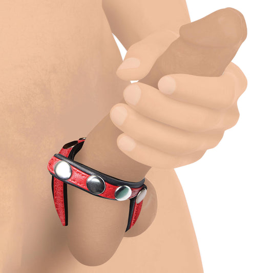 Leather Snap-On Cock Harness - Red - UABDSM