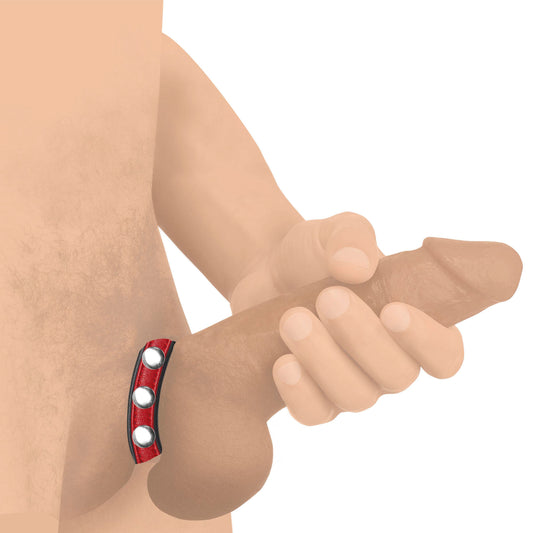 Leather Speed Snap Cock Ring - Red Leather Speed Snap Cock Ring - Red - UABDSM