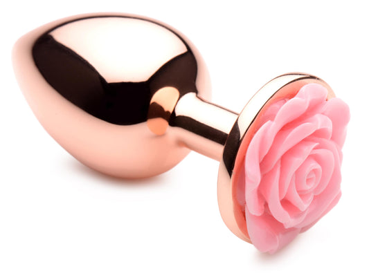 Rose Gold Anal Plug with Pink Flower - Large - UABDSM