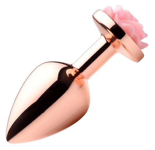 Rose Gold Anal Plug with Pink Flower - Medium Rose Gold Anal Plug with Pink Flower - Medium - UABDSM