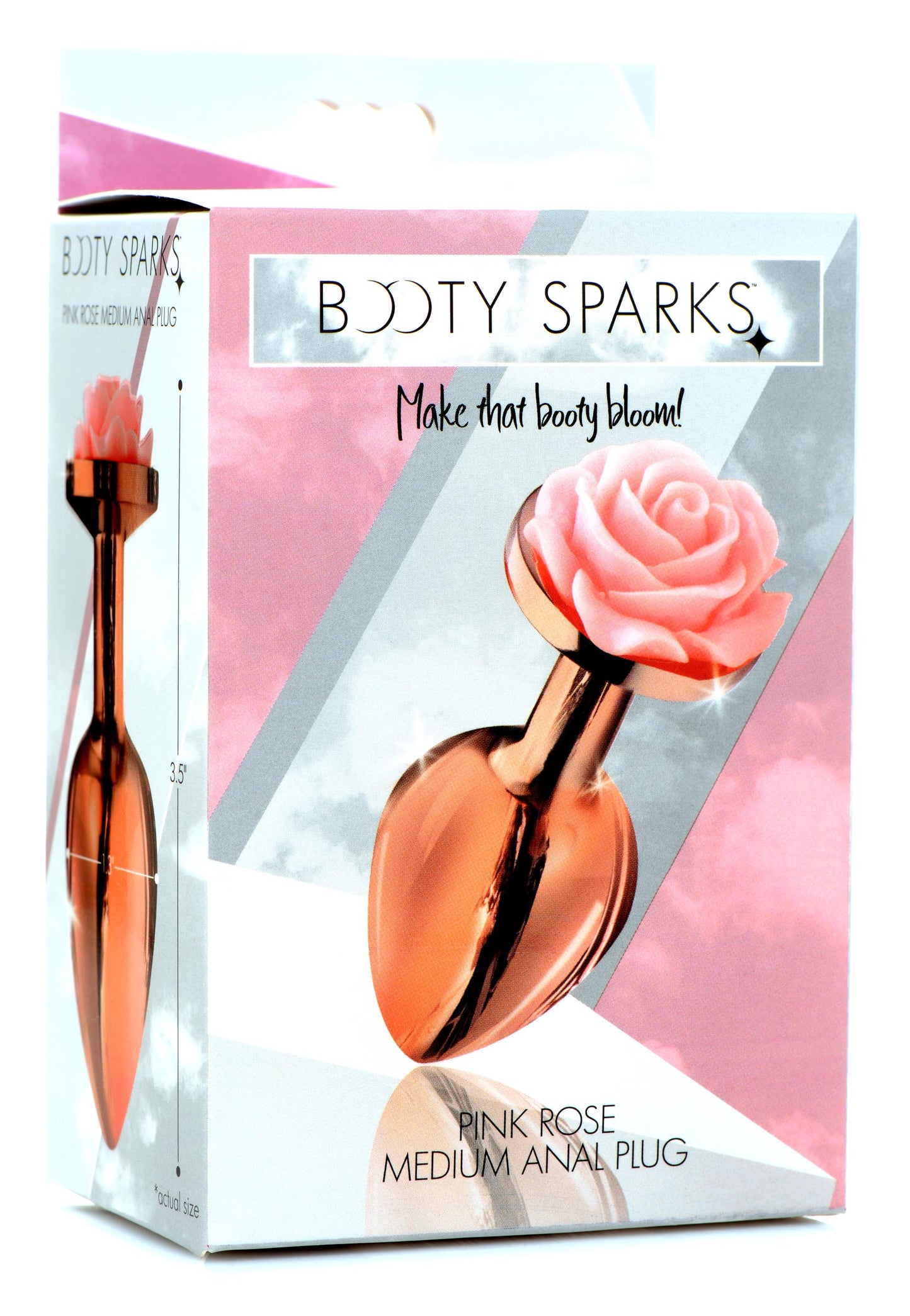 Rose Gold Anal Plug with Pink Flower - Medium - UABDSM