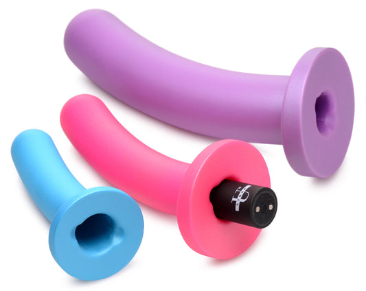 Triple Peg 28X Vibrating Silicone Dildo Set with Remote Control - UABDSM