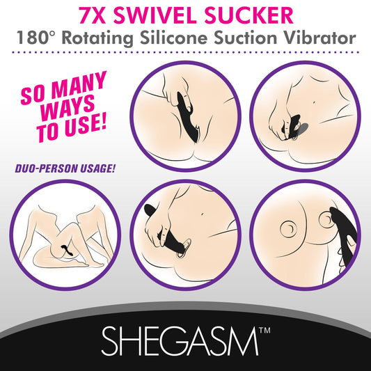 7X Swivel Sucker 180 Rotating Silicone Suction Vibrator - UABDSM
