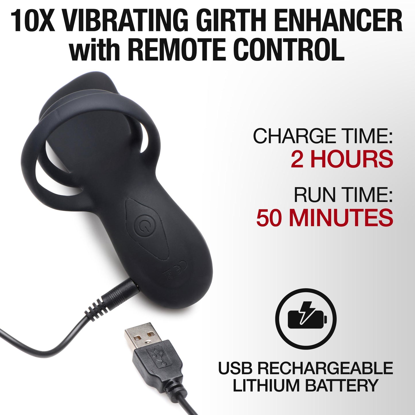 10X Silicone Vibrating Girth Enhancer with Remote Control - UABDSM