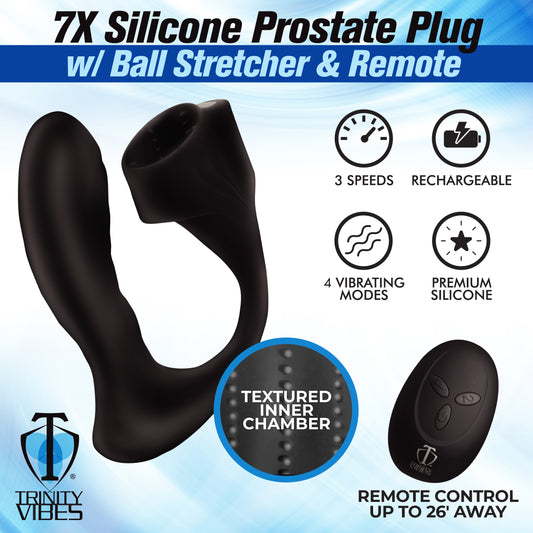 7X Silicone Prostate Plug with Ball Stretcher and Remote - UABDSM
