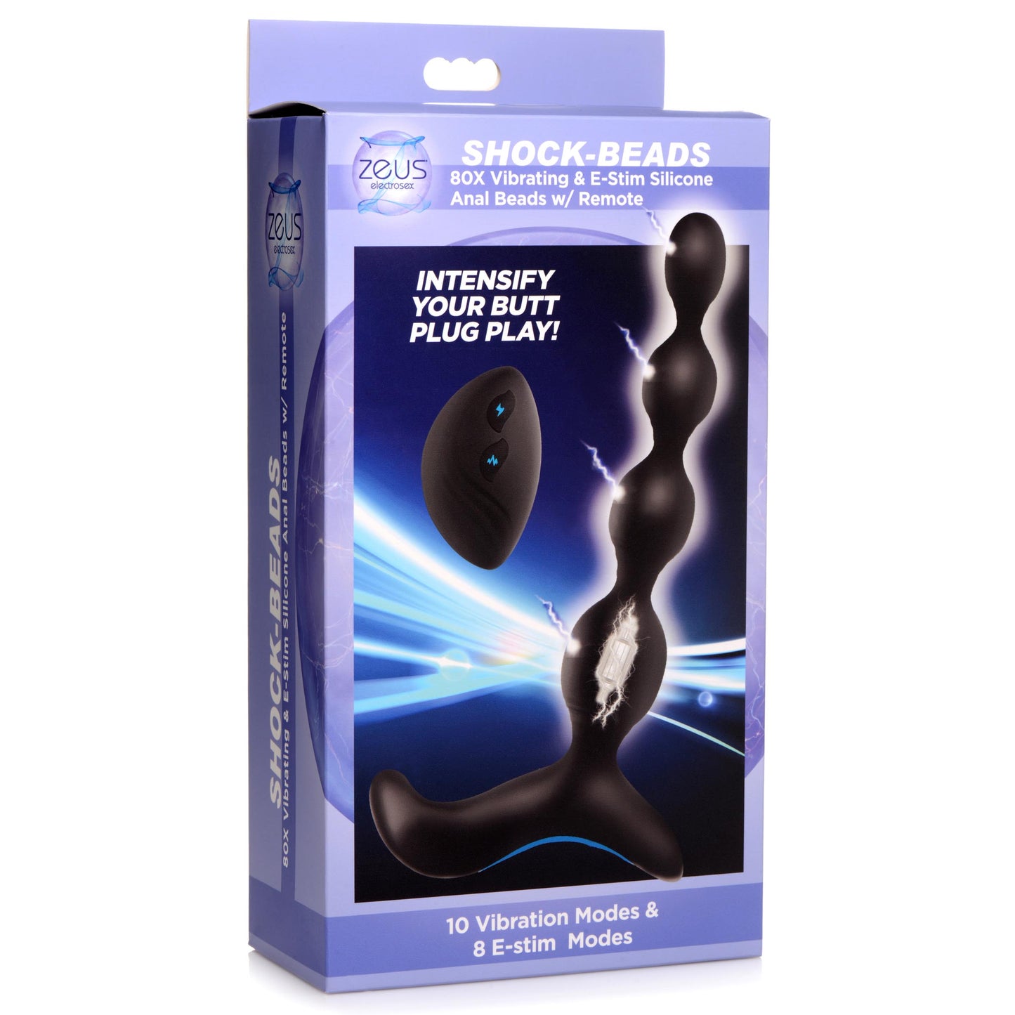 Shock-Beads 80X Vibrating & E-stim Silicone Anal Beads with Remote - UABDSM