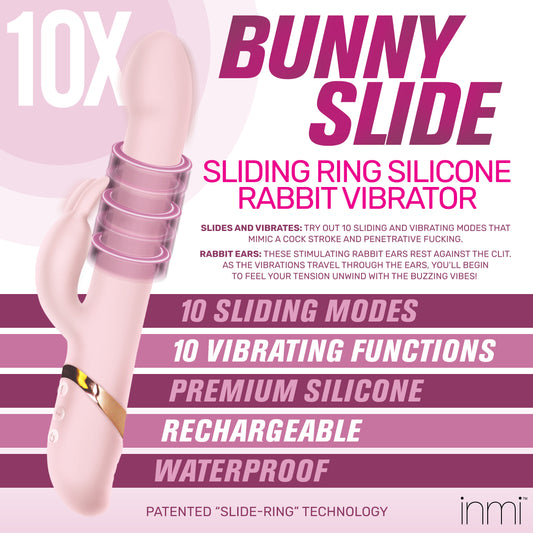 10X Bunny Slide Ring Silicone Vibrator - UABDSM