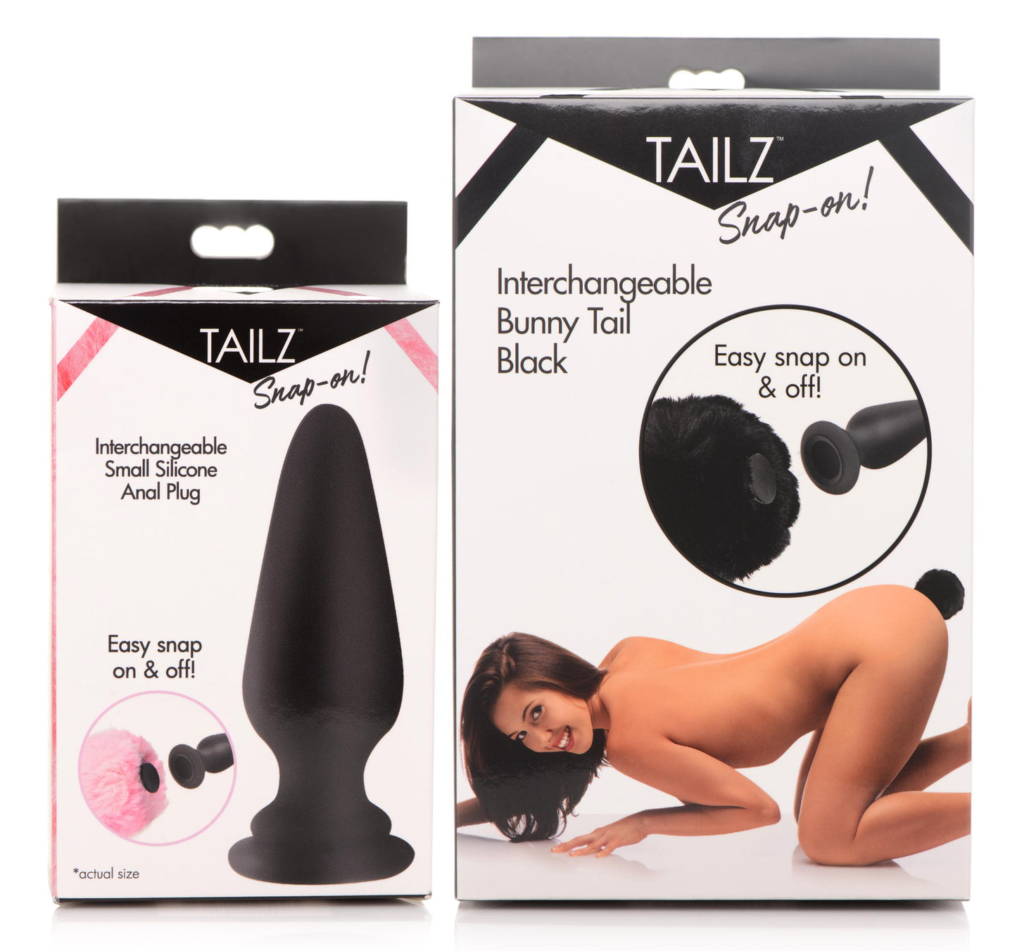 Small Anal Plug with Interchangeable Bunny Tail - Black - UABDSM