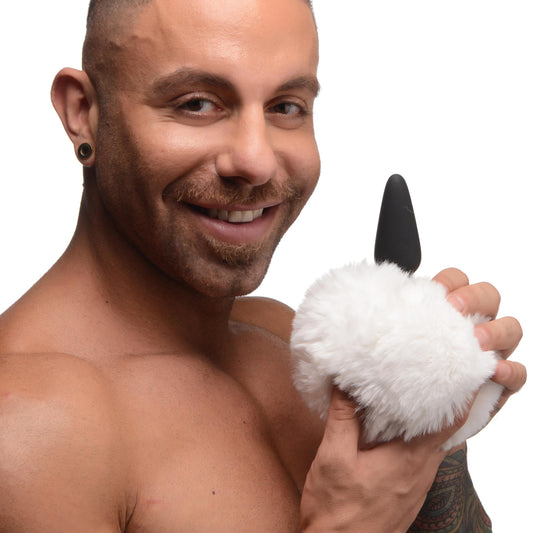 Small Anal Plug with Interchangeable Bunny Tail - White - UABDSM