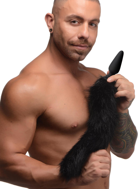 Large Anal Plug with Interchangeable Fox Tail - Black - UABDSM