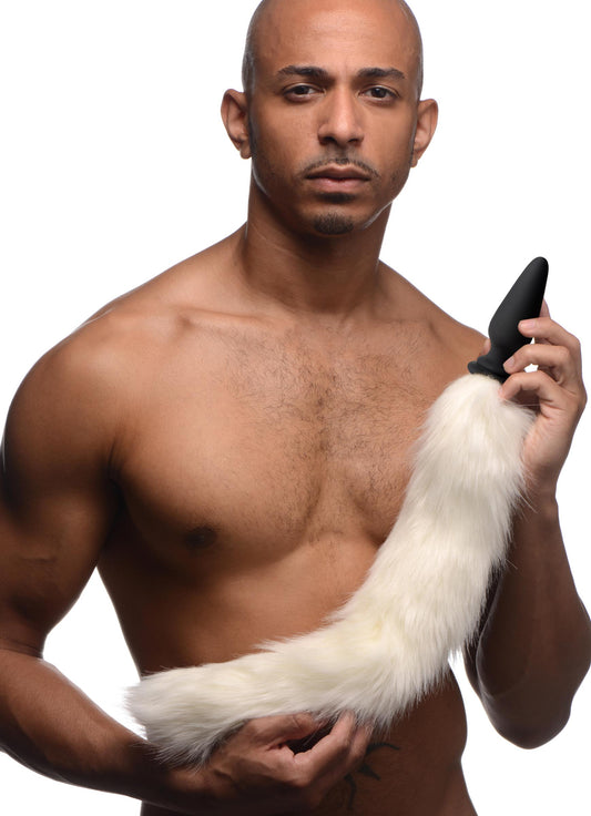 Large Anal Plug with Interchangeable Fox Tail - White - UABDSM