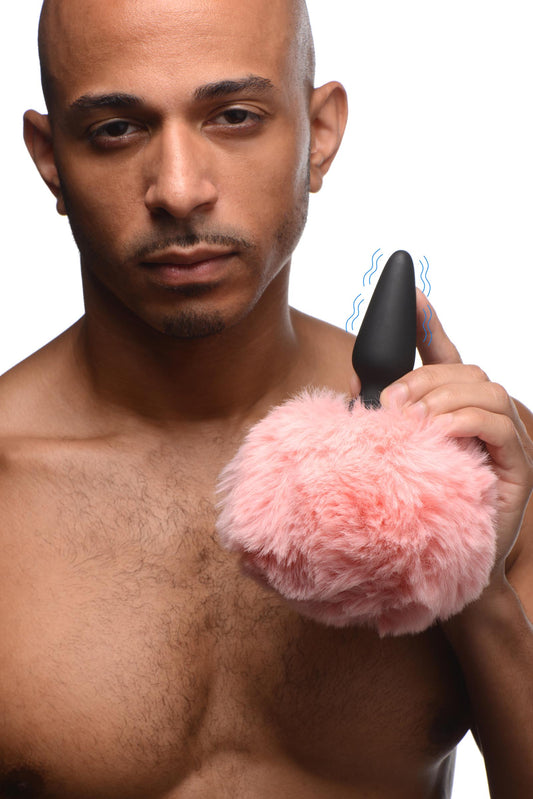 Small Vibrating Anal Plug with Interchangeable Bunny Tail - Pink - UABDSM