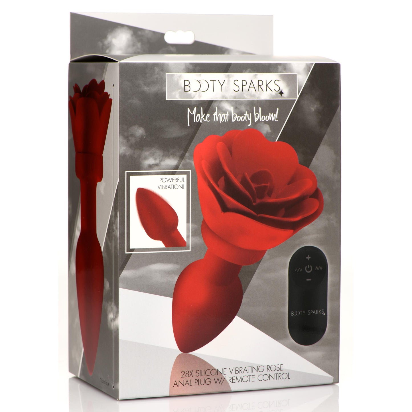 28X Silicone Vibrating Rose Anal Plug with Remote - Large - UABDSM