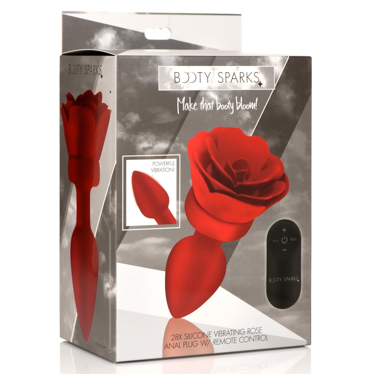 28X Silicone Vibrating Rose Anal Plug with Remote - Medium - UABDSM