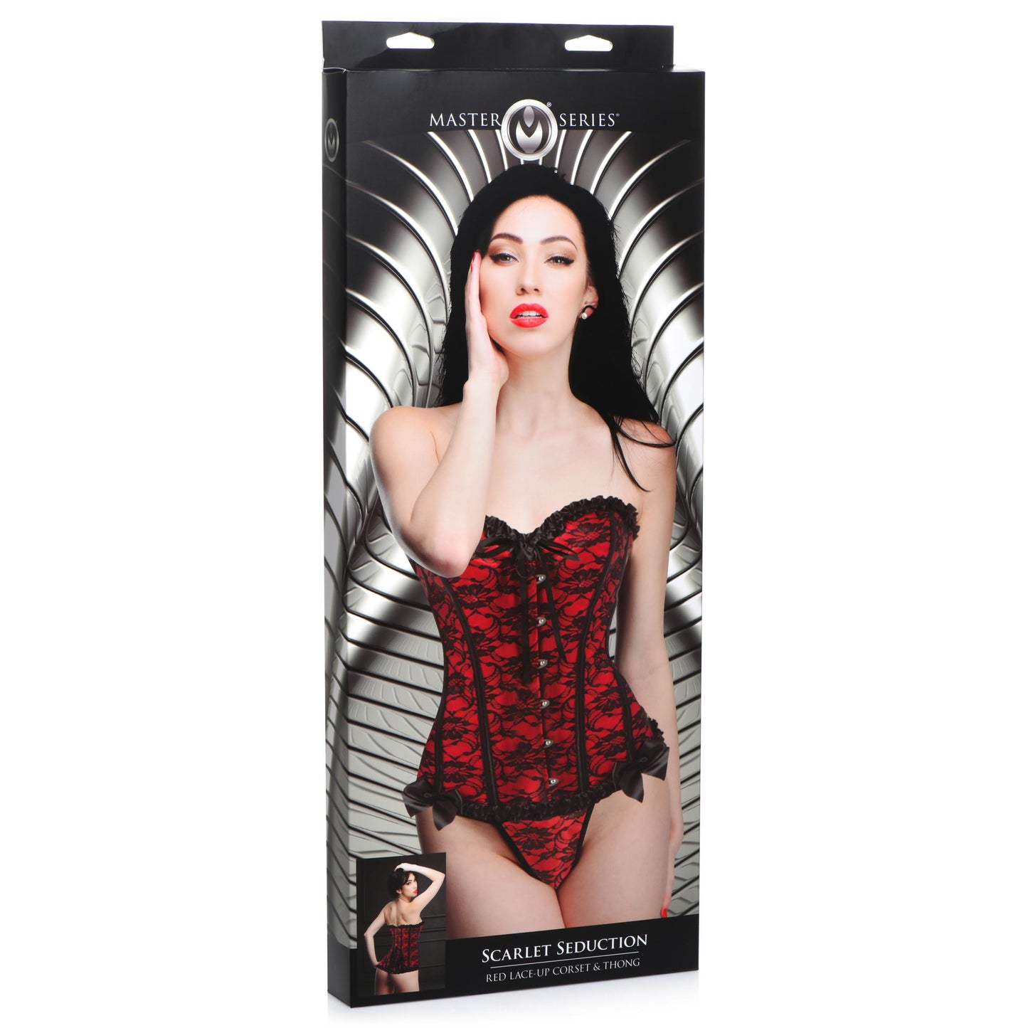 Scarlet Seduction Lace-up Corset and Thong - Large - UABDSM