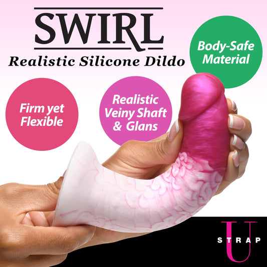 Swirl Realistic Silicone Dildo - Pink - UABDSM