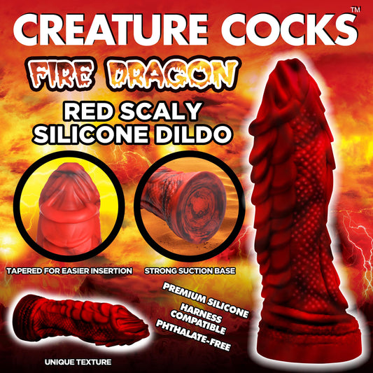 Fire Dragon Red Scaly Silicone Dildo - UABDSM