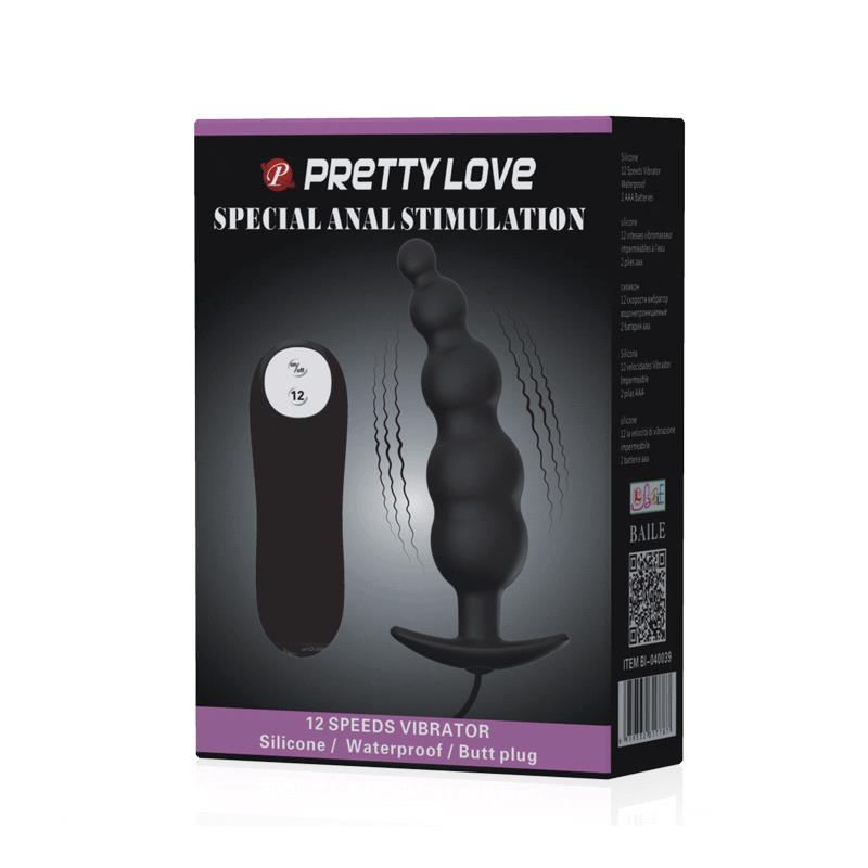 Anal Plug Bubbles Vibrator Black withRemote Control - UABDSM