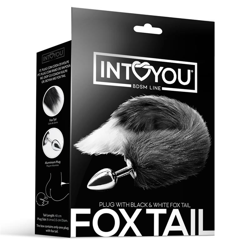 Anal Plug with Black and White Tail Size M - UABDSM