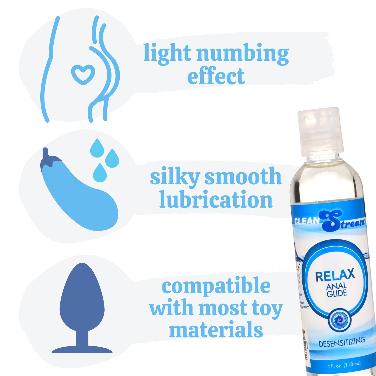 CleanStream Relax Desensitizing Anal Lube 4 oz - UABDSM