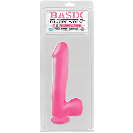 Basix Rubber Works 254 cm Dong and Testicles with Suction Cup - Colour Pink - UABDSM