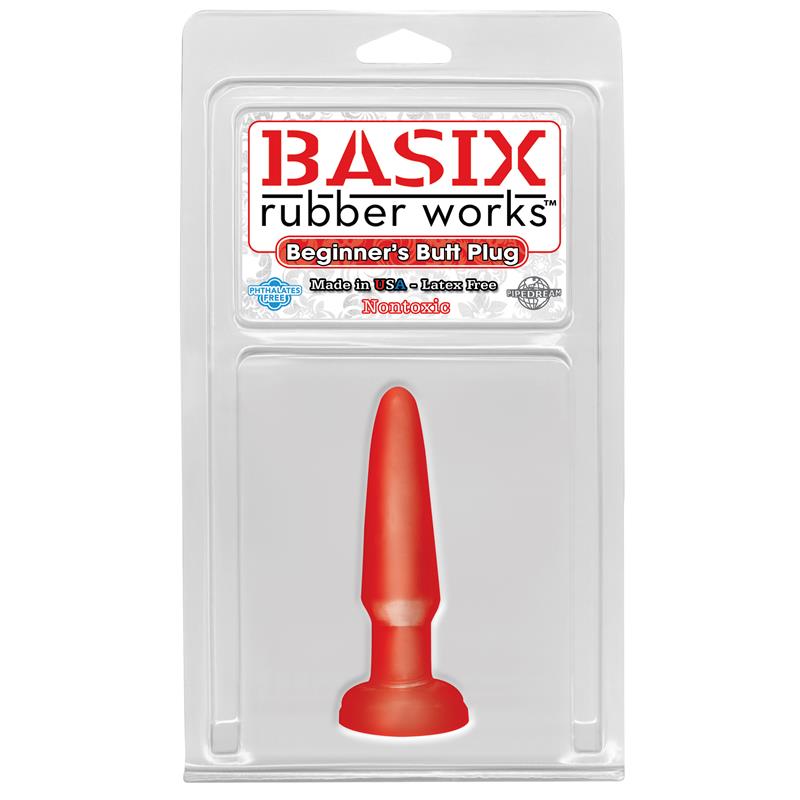 Basix Rubber Works Butt Plug Beginners - Colour Red - UABDSM