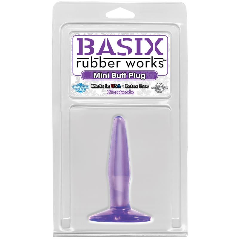 Basix Rubber Works Mini Butt Plug - Colour Purple - UABDSM