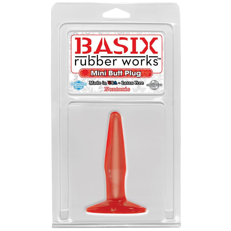 Basix Rubber Works Mini Butt Plug - Colour Red - UABDSM