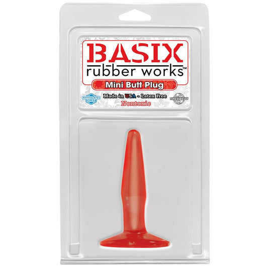 Basix Rubber Works Mini Butt Plug - Colour Red - UABDSM