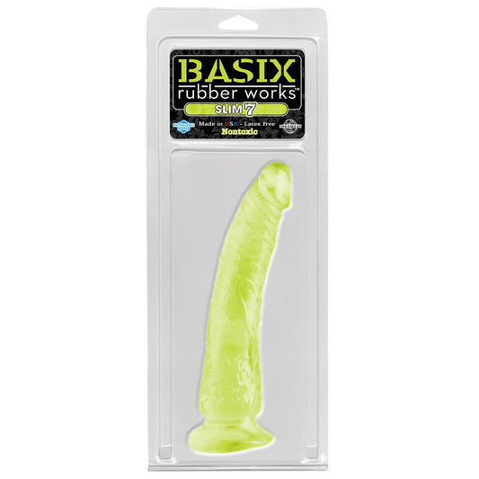Basix Rubber Works Slim 1778 cm with Suction Cup - Colour Glow in the Dark - UABDSM