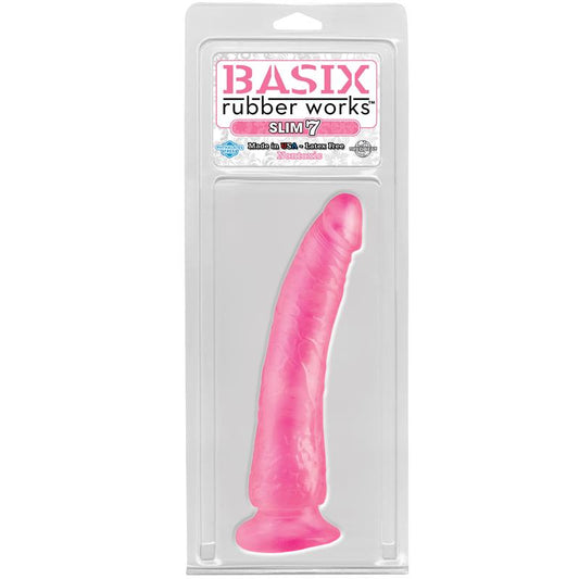 Basix Rubber Works Slim 1778 cm with Suction Cup - Colour Pink - UABDSM