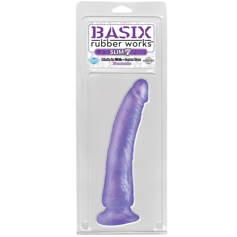 Basix Rubber Works Slim 1778 cm with Suction Cup - Colour Purple - UABDSM