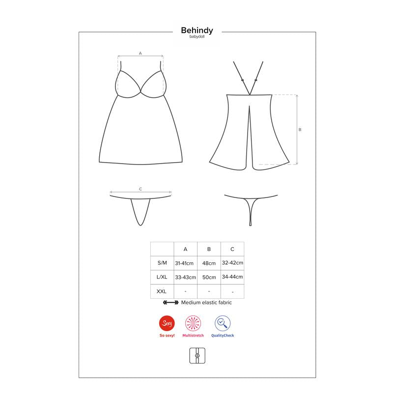 Behindy Babydoll and Thong Black - UABDSM