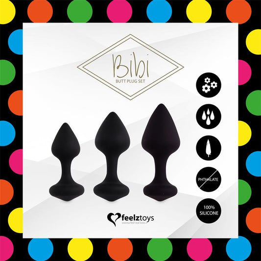 Bibi Set of 3 Butt Plug Black Bibi Set of 3 Butt Plug Black - UABDSM